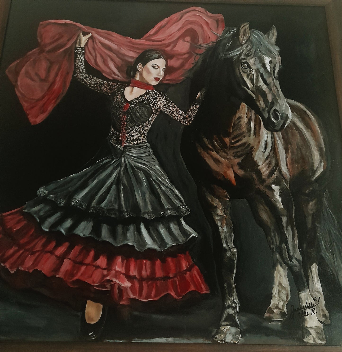 Flamenco Dancer With Horse Original Painting One Of A Kind Art