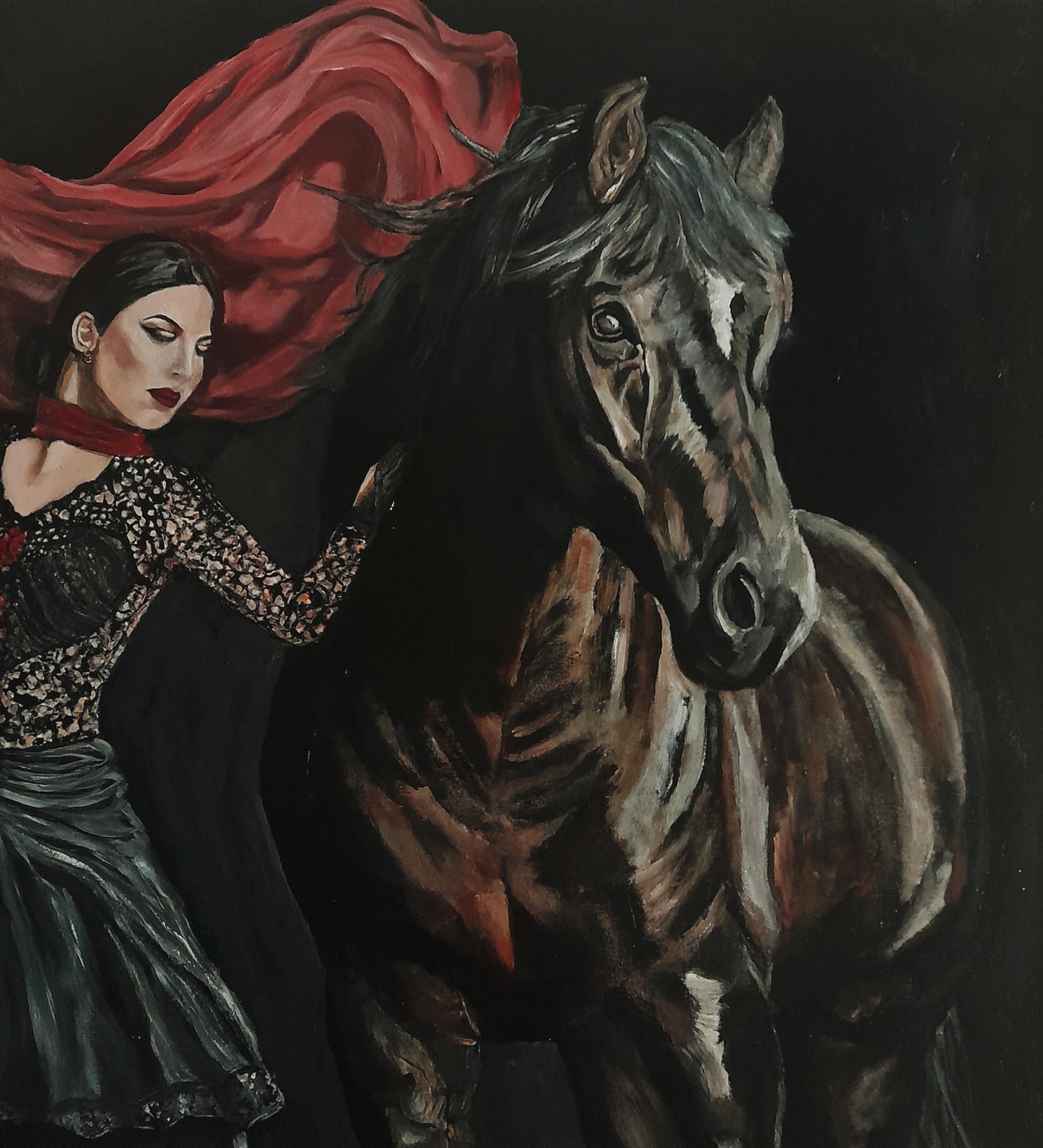 Flamenco Dancer With Horse Original Painting One Of A Kind Art