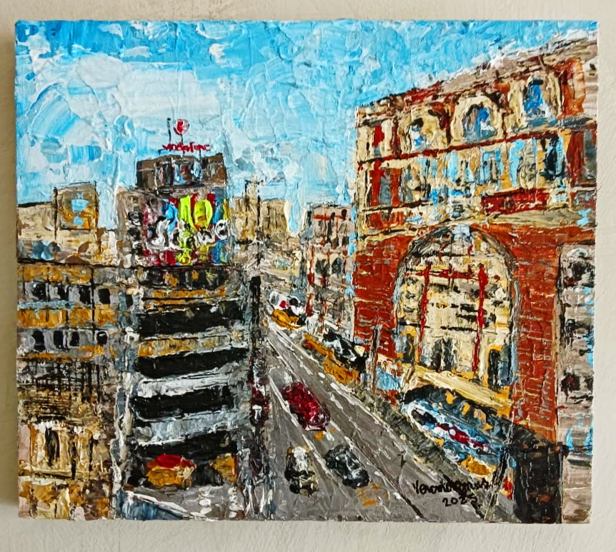 A Fast Phase In Madrid Textured Original Painting Cityscape Contemporary Art