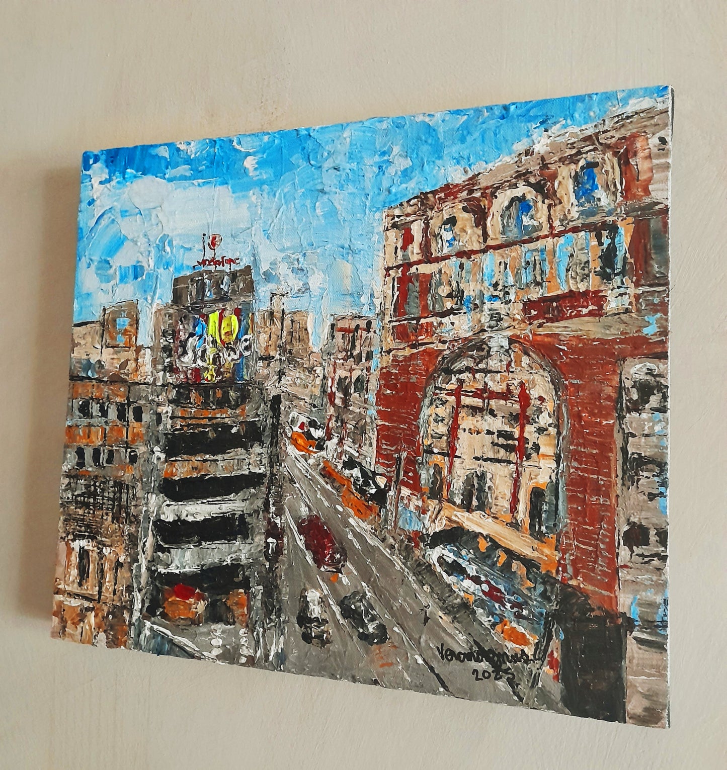 A Fast Phase In Madrid Textured Original Painting Cityscape Contemporary Art