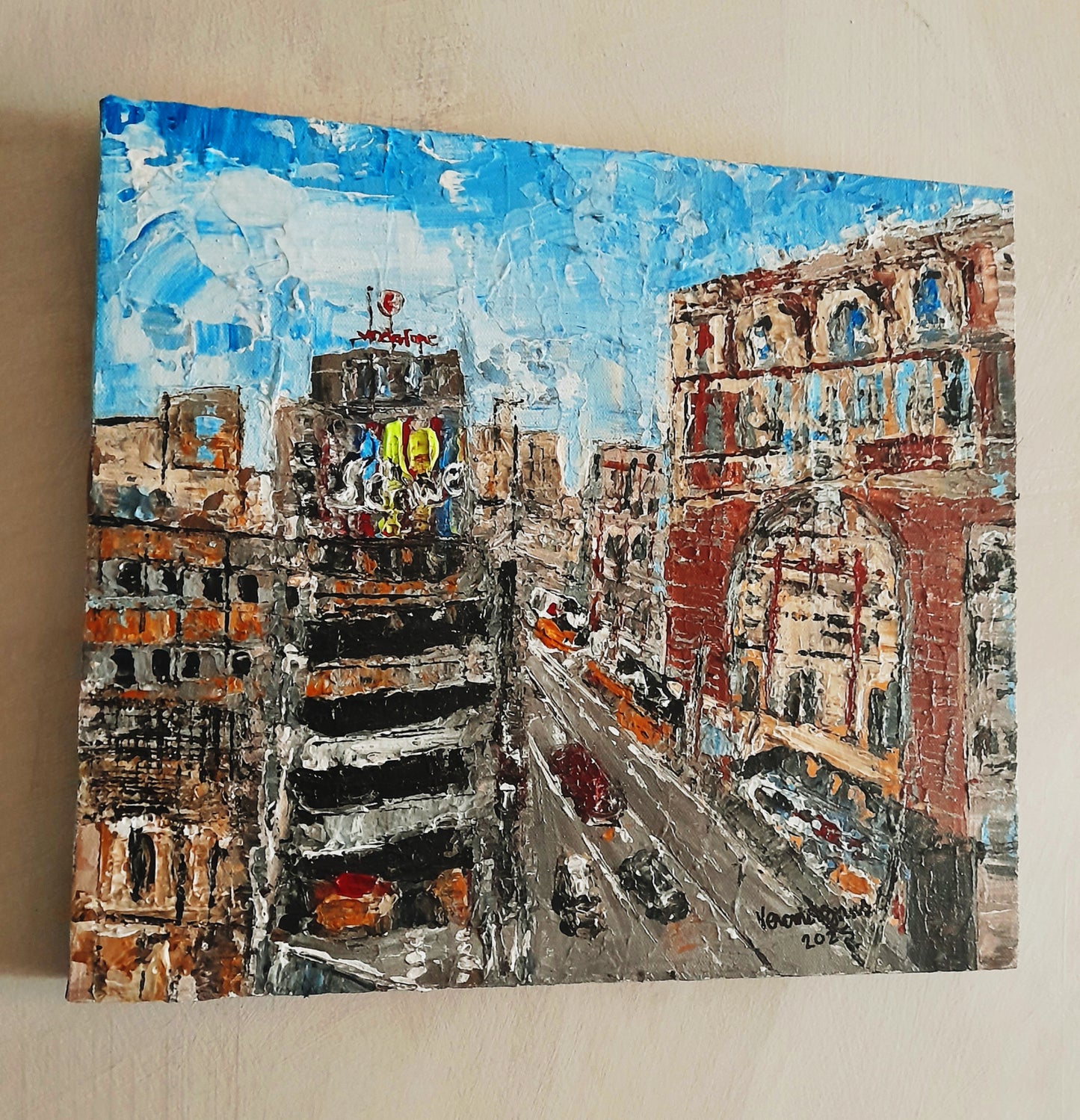 A Fast Phase In Madrid Textured Original Painting Cityscape Contemporary Art