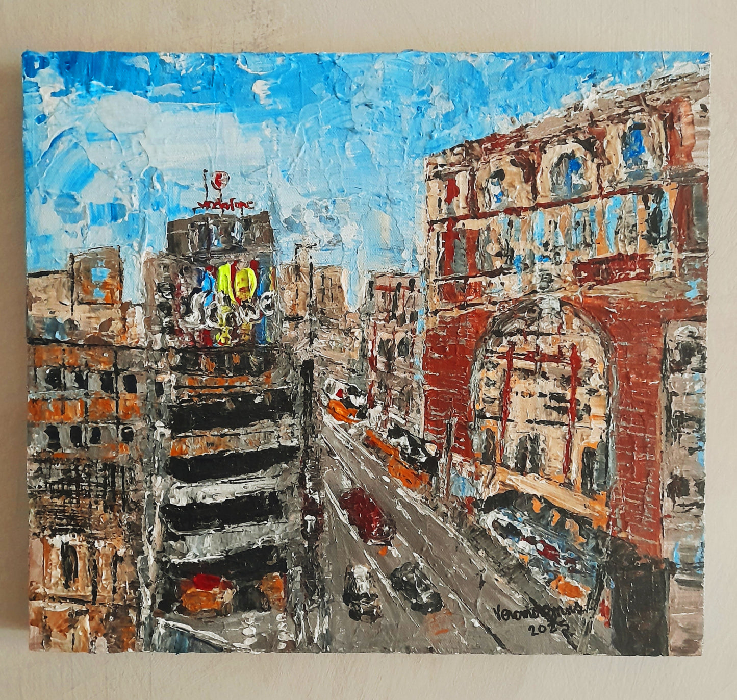 A Fast Phase In Madrid Textured Original Painting Cityscape Contemporary Art