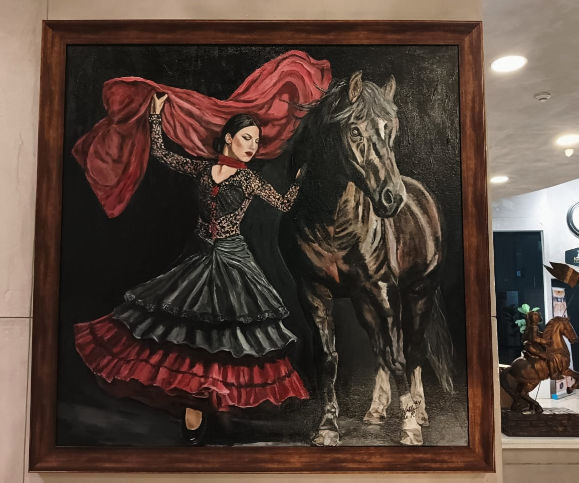 Flamenco Dancer With Horse Original Painting One Of A Kind Art