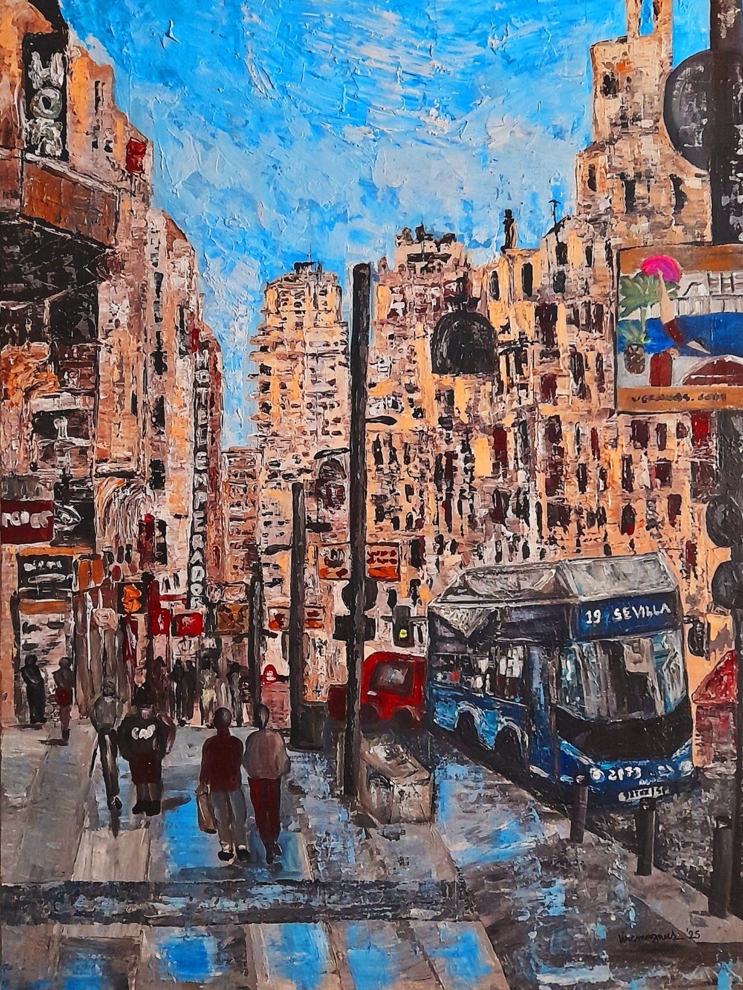 The Gran Vía Bus To Sevilla Contemporary Expressionism Original Painting