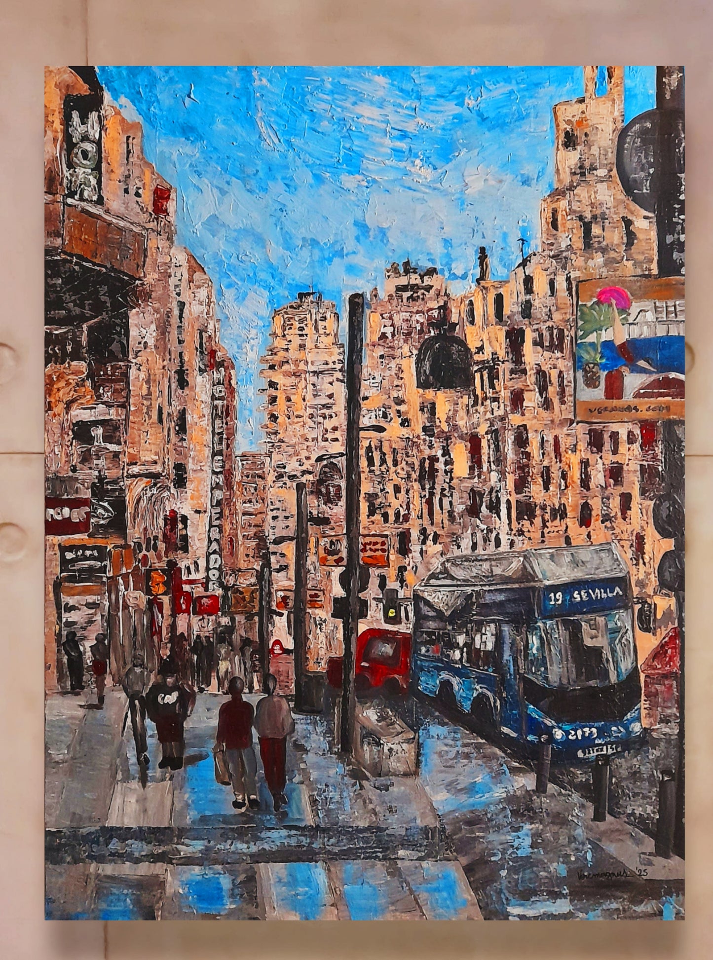 The Gran Vía Bus To Sevilla Contemporary Expressionism Original Painting