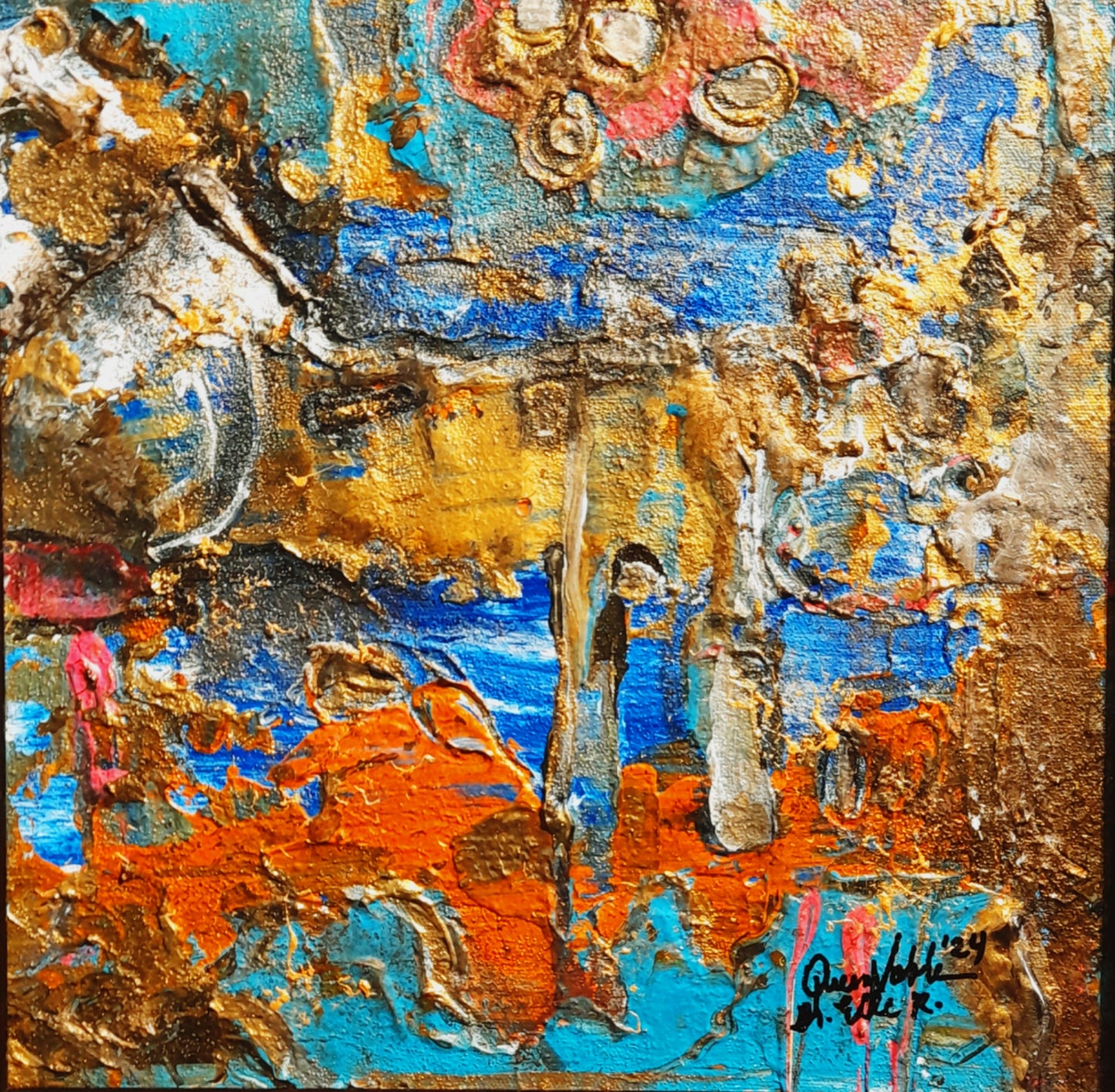 Framed Original Painting Textured Abstract Wall Art With Certificate