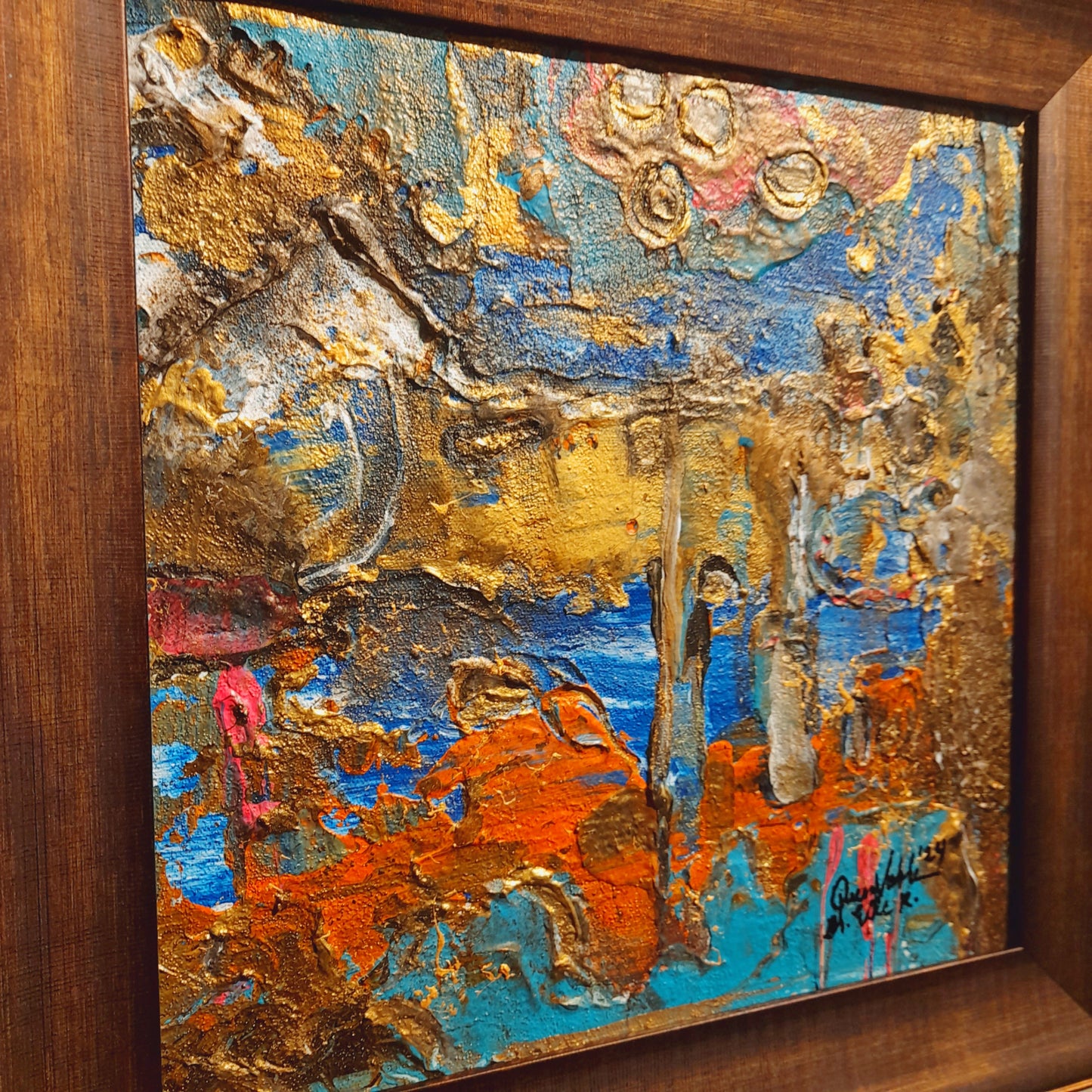 Framed Original Painting Textured Abstract Wall Art With Certificate