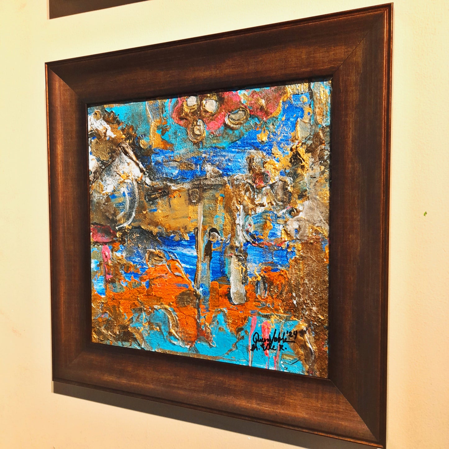 Framed Original Painting Textured Abstract Wall Art With Certificate
