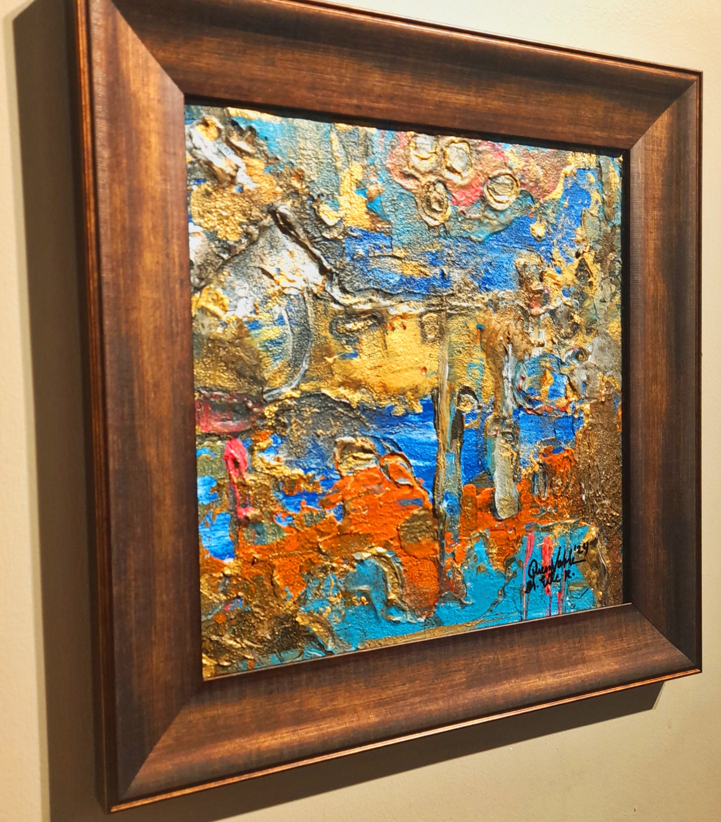 Framed Original Painting Textured Abstract Wall Art With Certificate