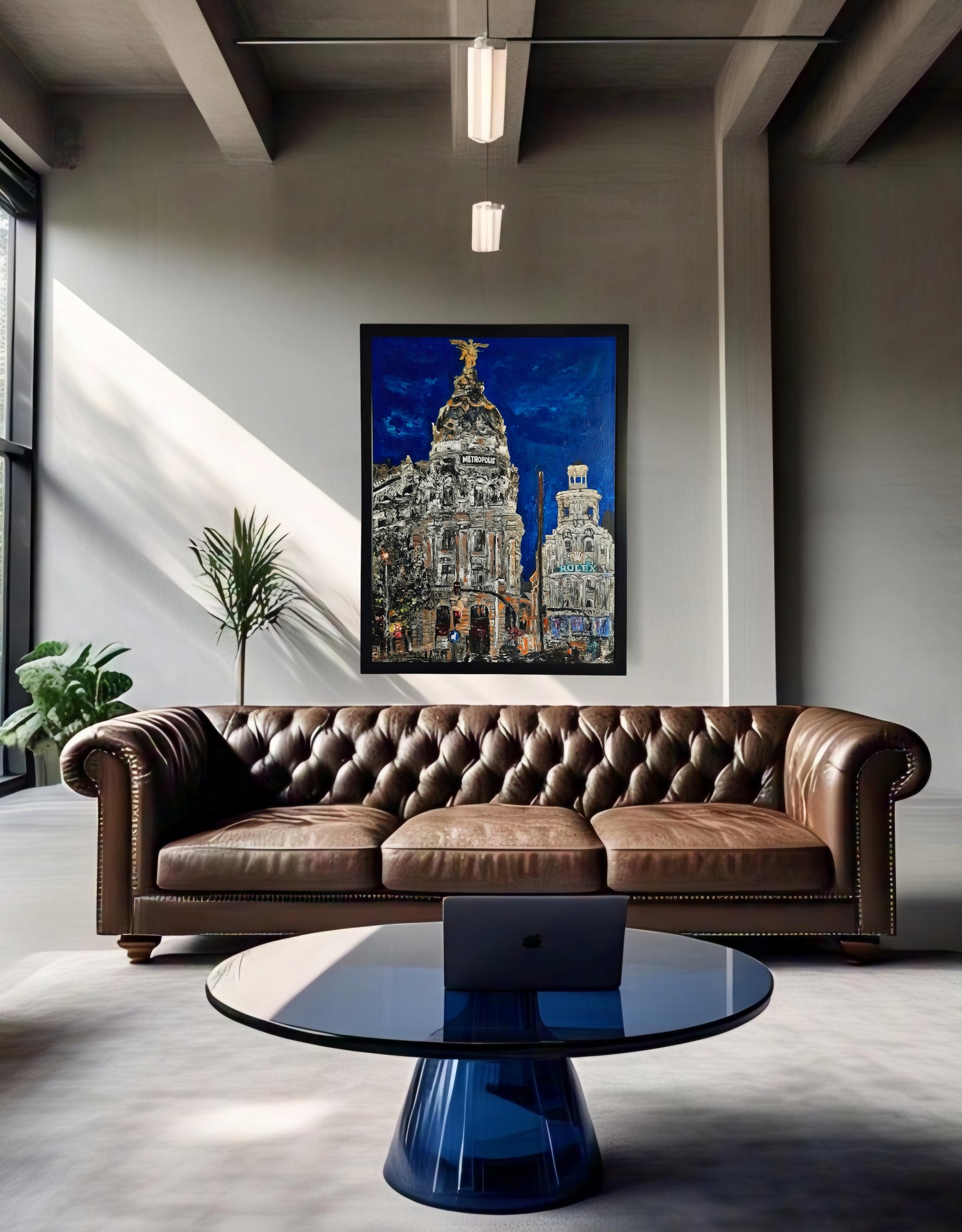 Metropolis Madrid Cityscape Original Painting Contemporary Impasto