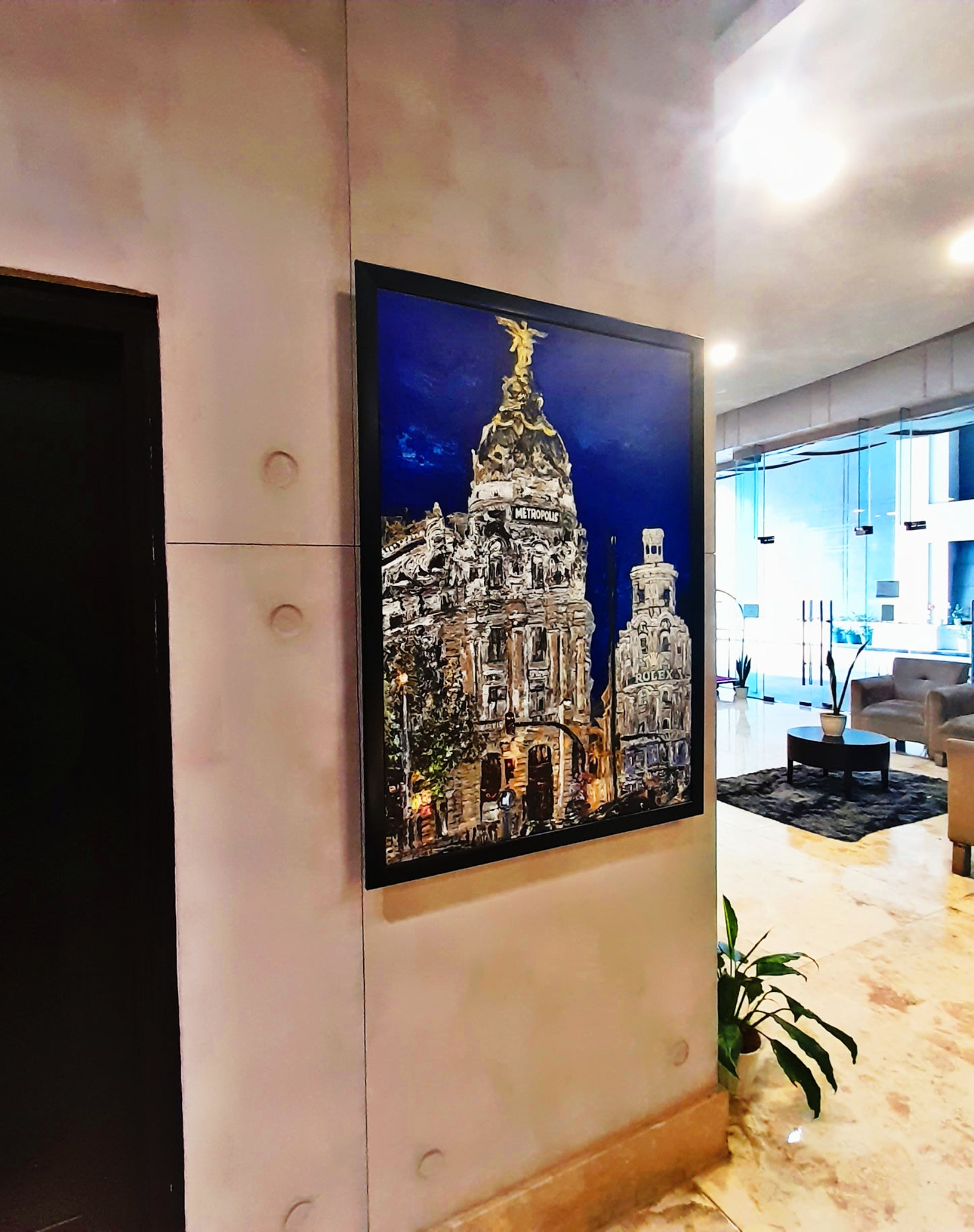 Metropolis Madrid Cityscape Original Painting Contemporary Impasto