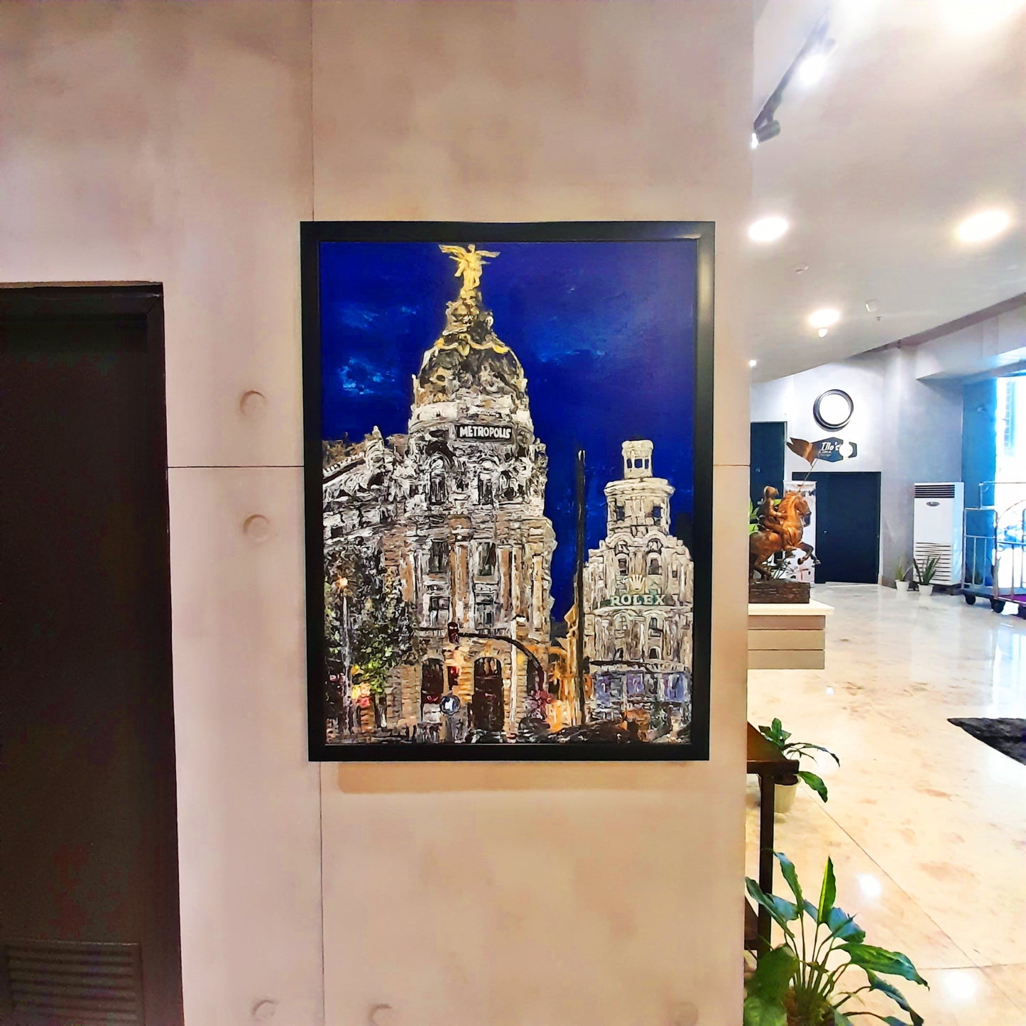 Metropolis Madrid Cityscape Original Painting Contemporary Impasto