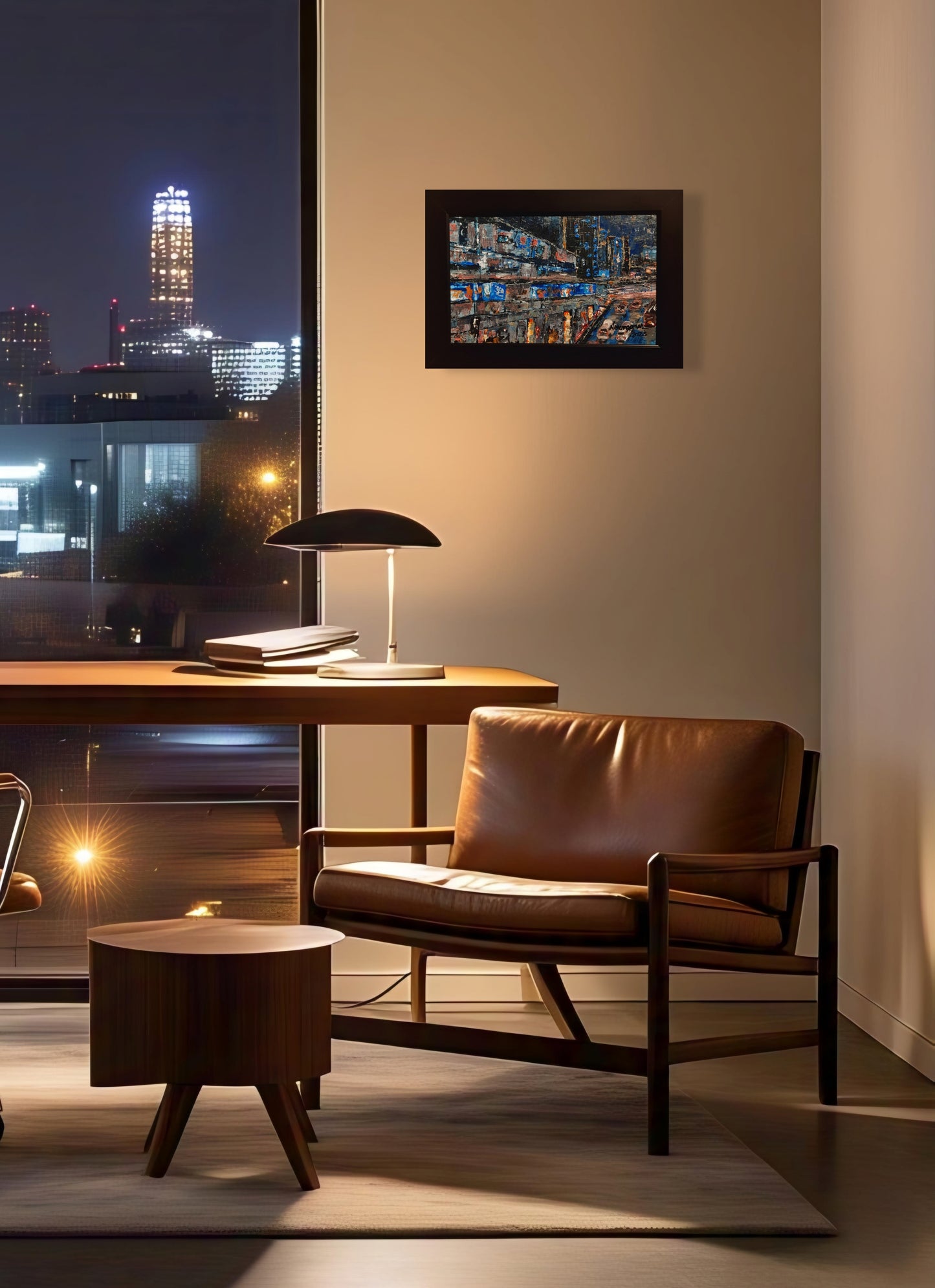 Catching The Last Train Textured Original Framed Cityscape Painting