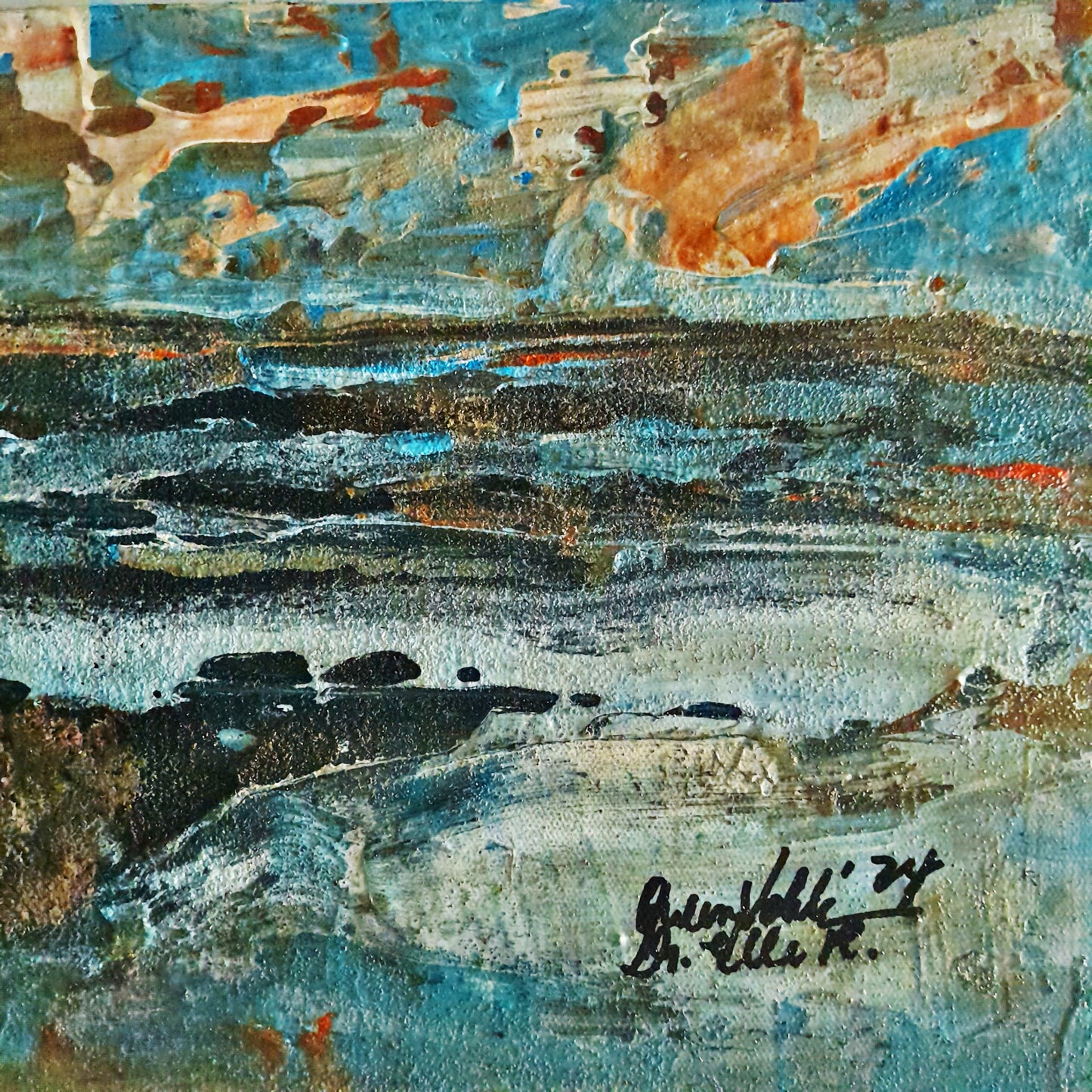 There's Light In Every Darkness Textured Original Framed Seascape Painting