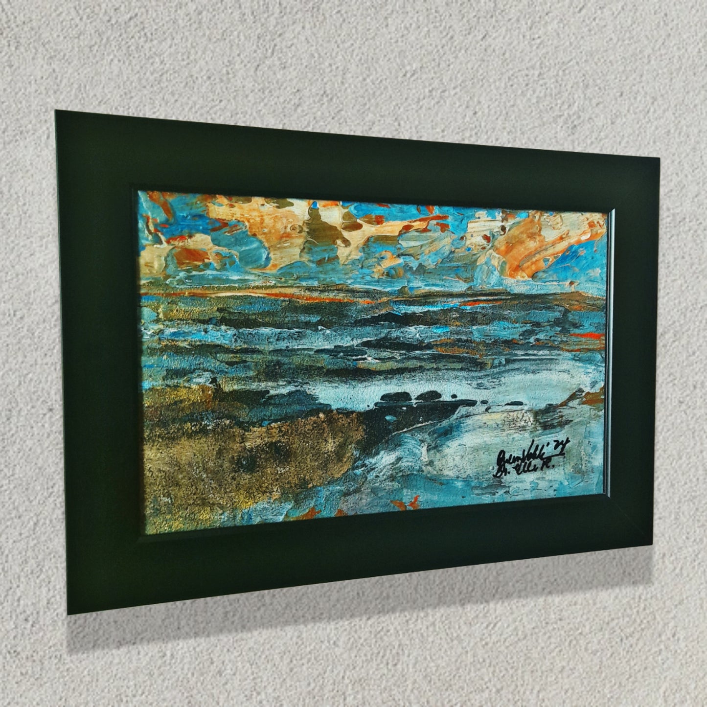 There's Light In Every Darkness Textured Original Framed Seascape Painting