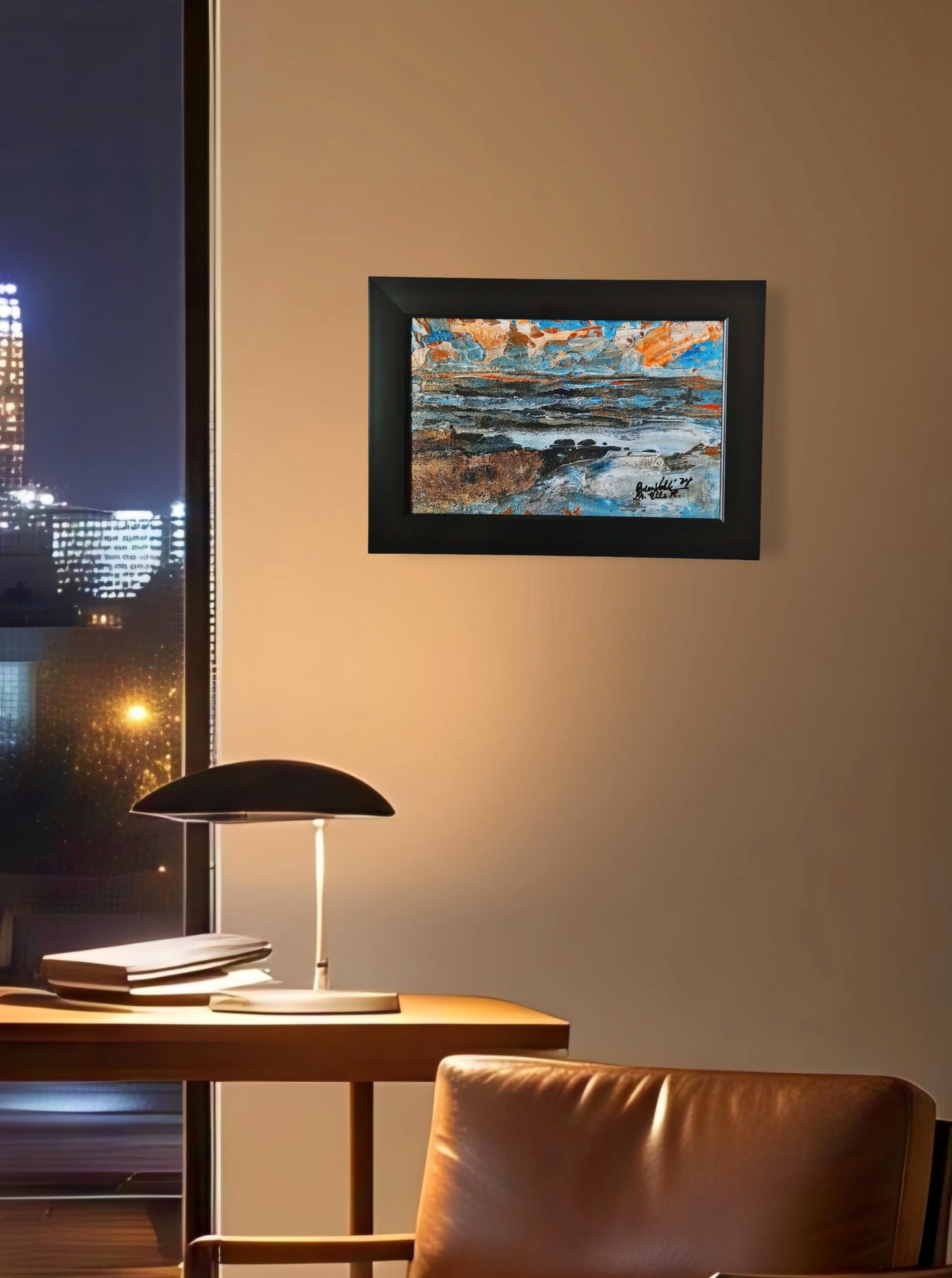 There's Light In Every Darkness Textured Original Framed Seascape Painting