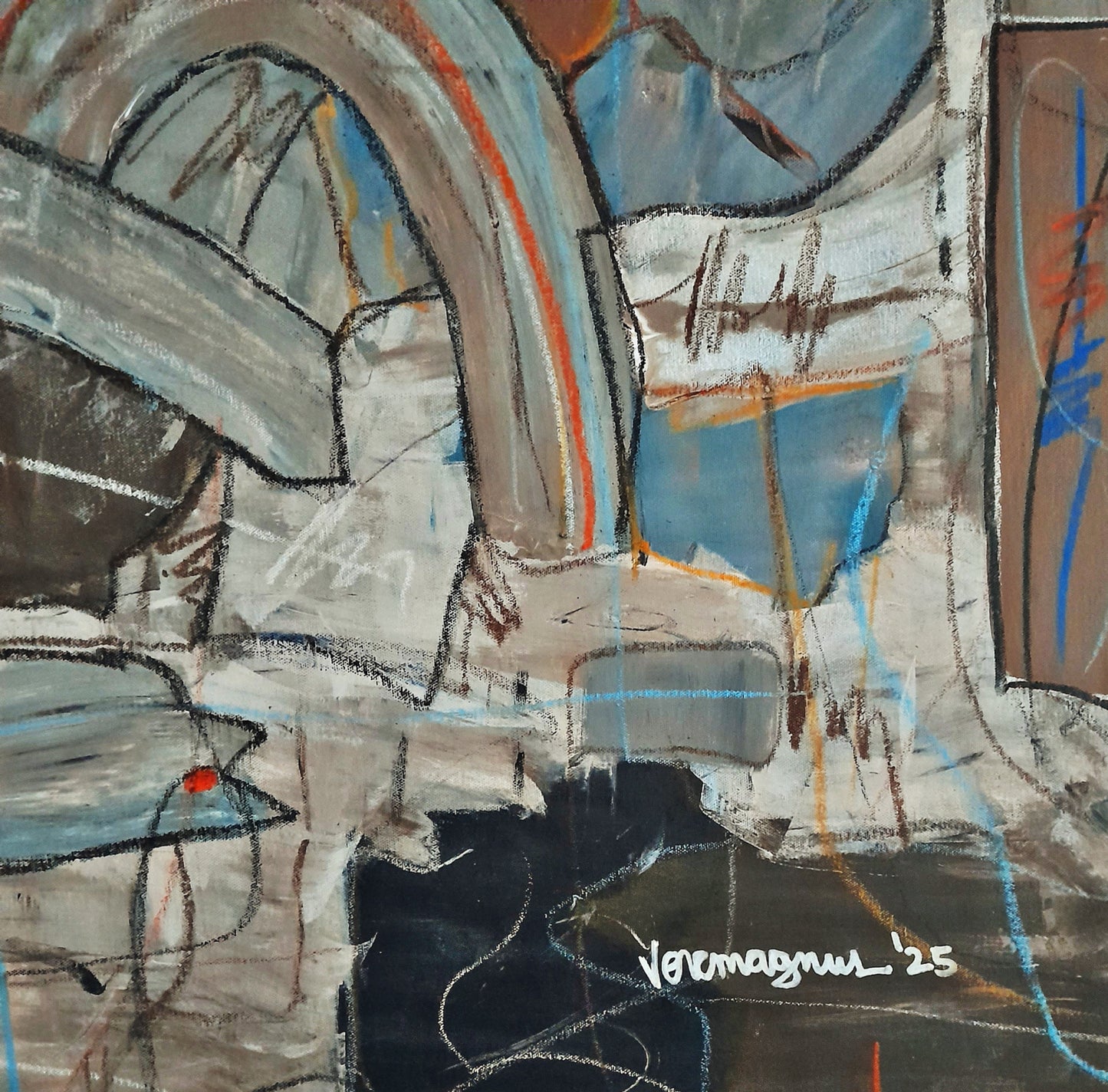 Framed Contemporary Mixed Media Painting By Vercmagnus Original Art
