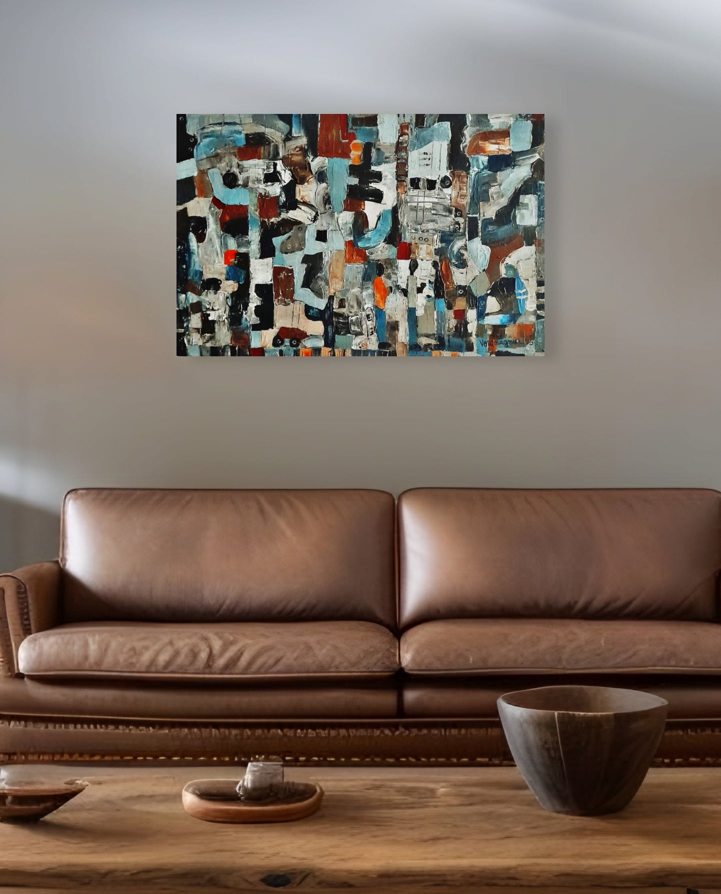 The 9 to 5 Chronicles By Vercmagnus 3 feet Original Painting Impasto Maximalist Textured Abstract