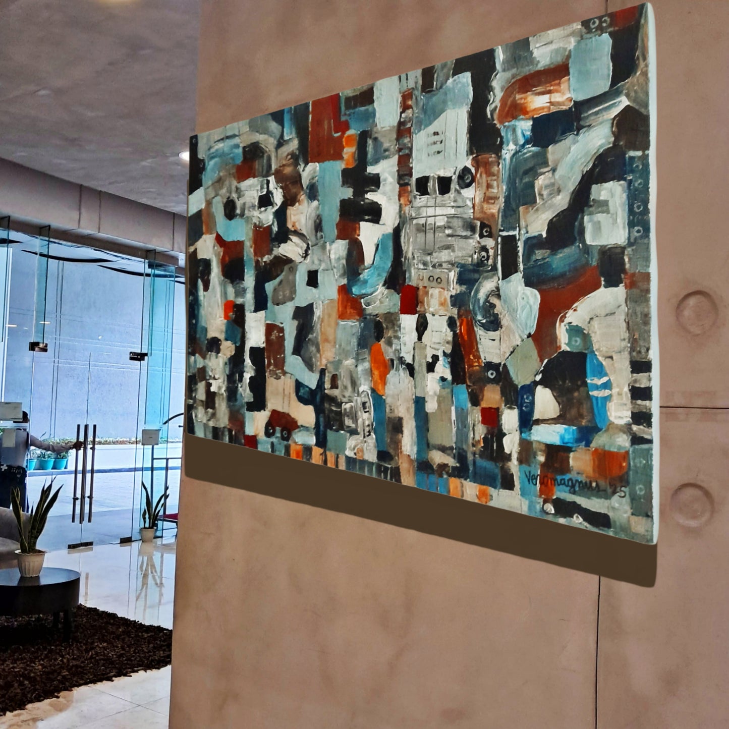 The 9 to 5 Chronicles By Vercmagnus 3 feet Original Painting Impasto Maximalist Textured Abstract