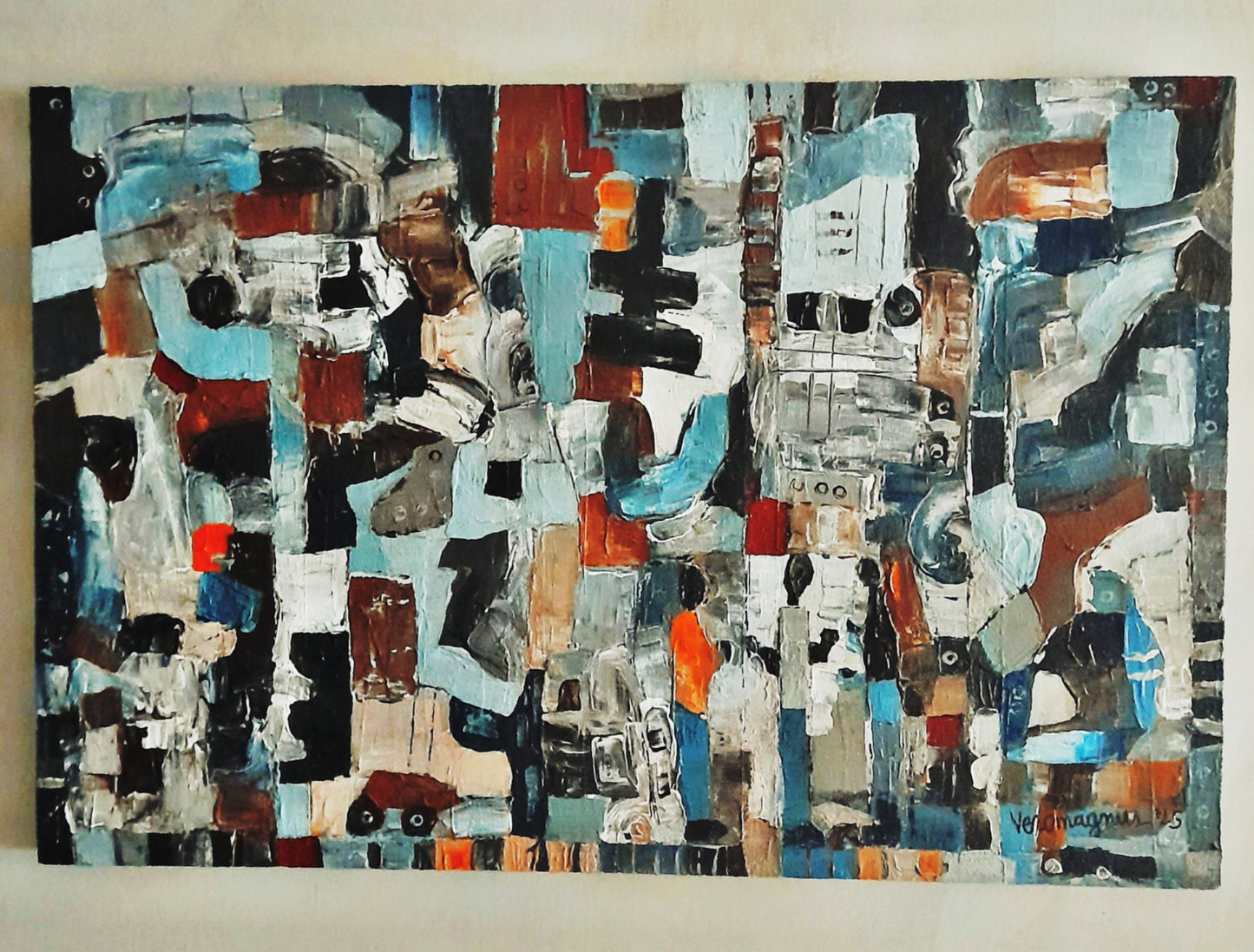 The 9 to 5 Chronicles By Vercmagnus 3 feet Original Painting Impasto Maximalist Textured Abstract