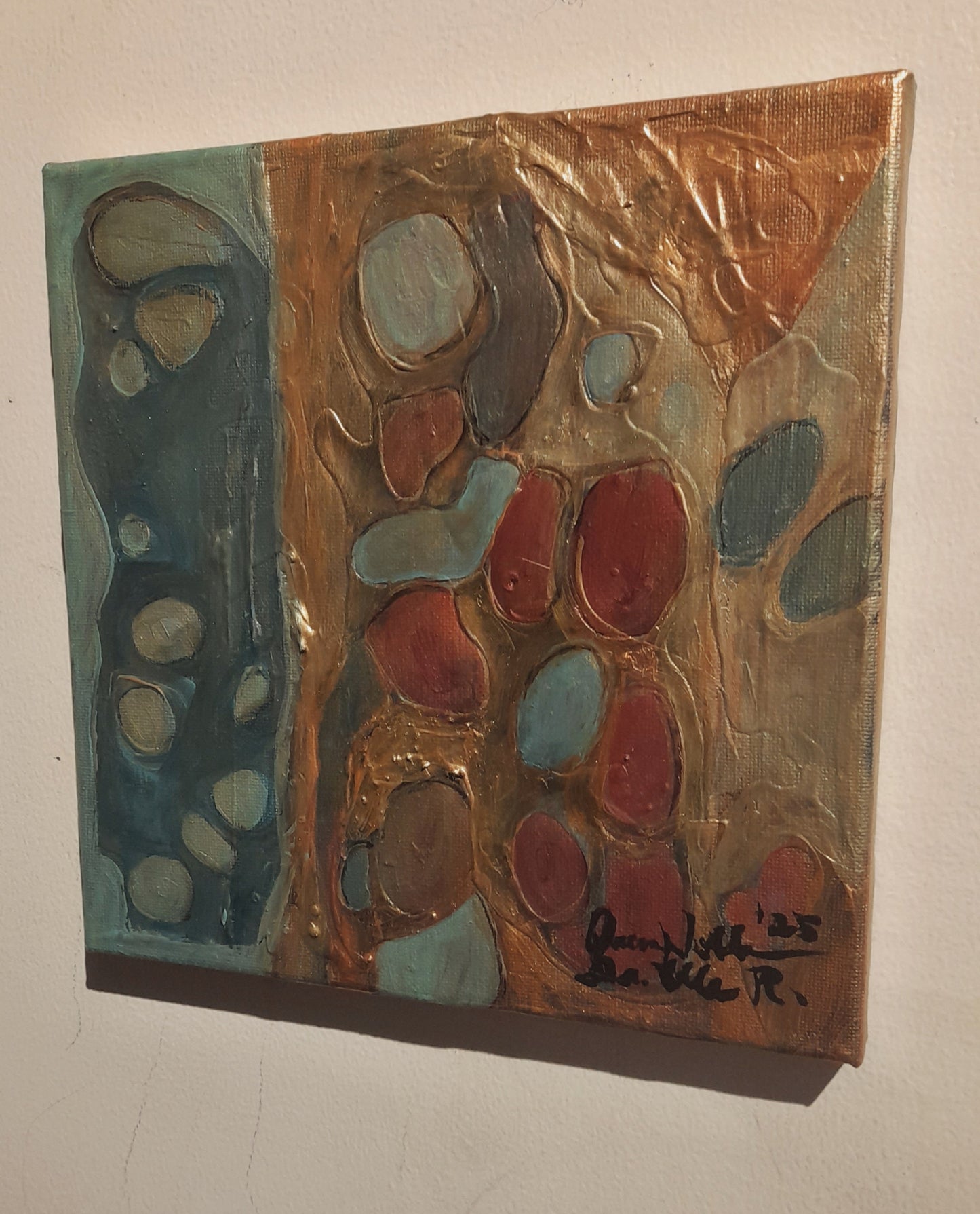 Set Of 2 - Textured Abstract Mixed Media Wall Art By QN Encaustic