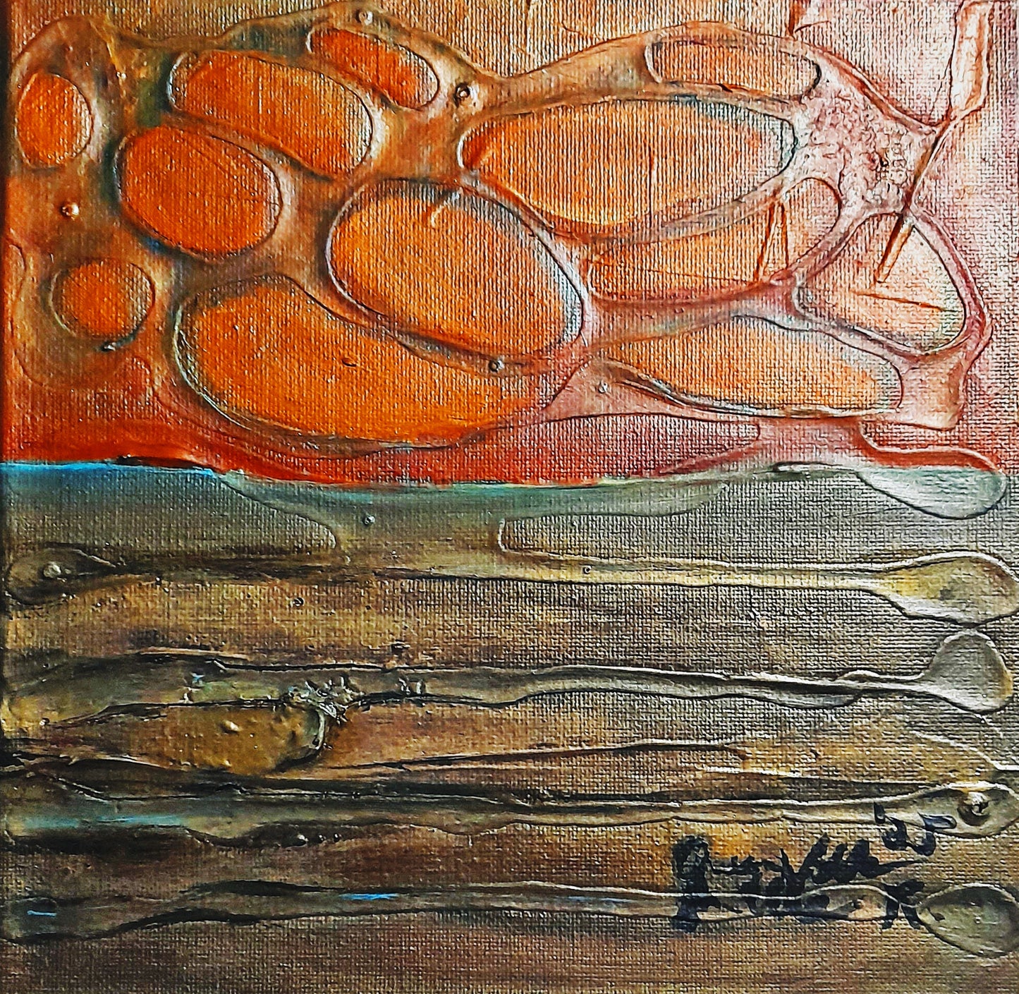 Set Of 2 - Textured Abstract Mixed Media Wall Art By QN Encaustic