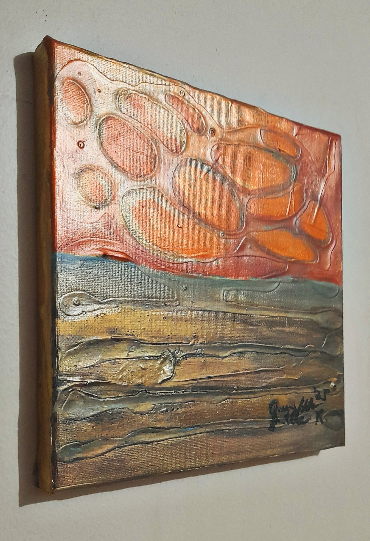 Set Of 2 - Textured Abstract Mixed Media Wall Art By QN Encaustic