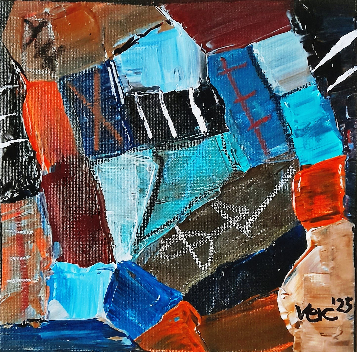 Set of 3 - Mixed Media Abstract Contemporary Original Painting Textured Art By Vercmagnus