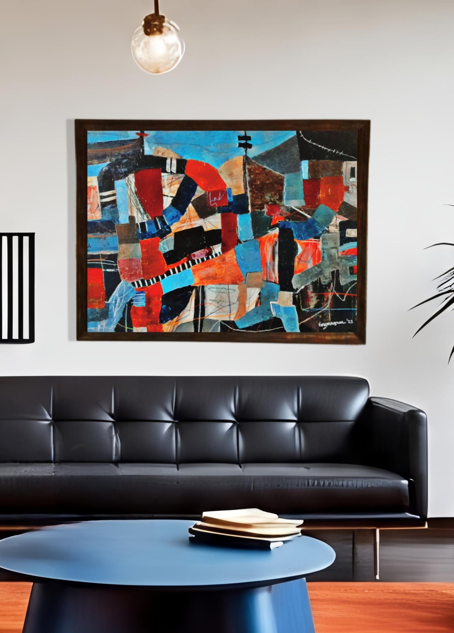 Framed Geometric Abstract - Original Painting By Vercmagnus It's Going Up