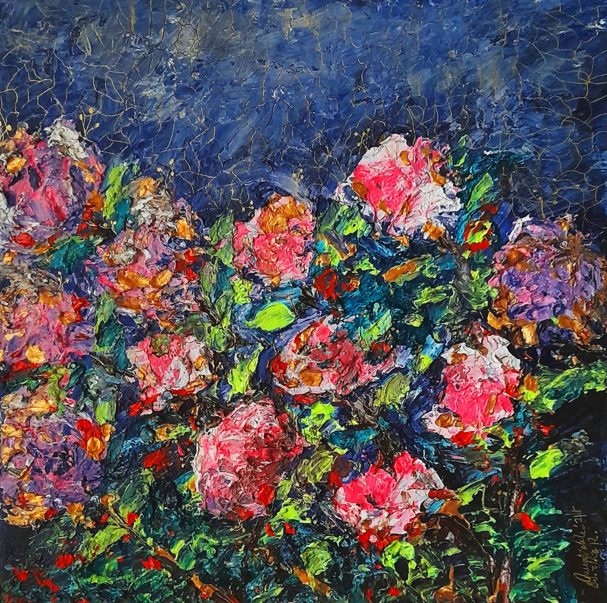 Flower Impasto Painting Original Art - Textured Abstract Still Life