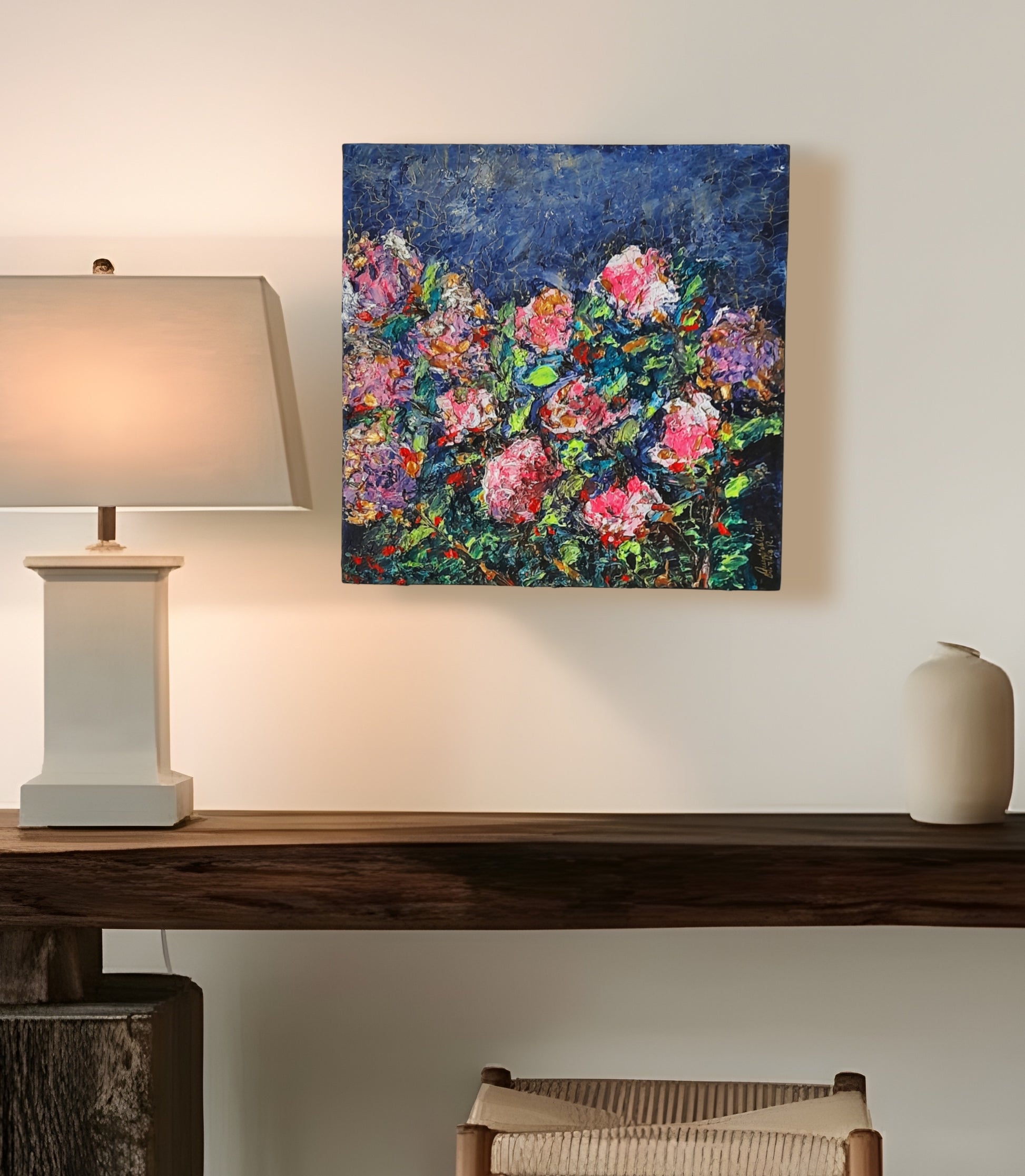 Flower Impasto Painting Original Art - Textured Abstract Still Life