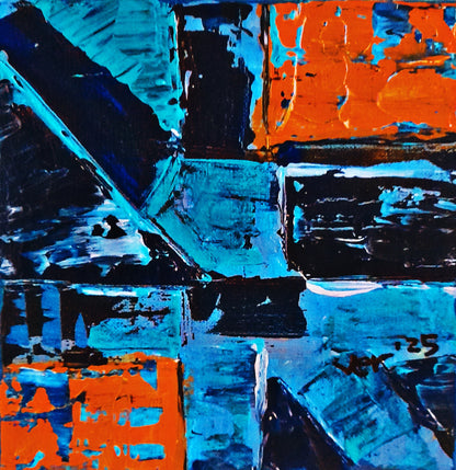 Set of 2 - Blue Abstract Contemporary Original Painting Textured Art By Vercmagnus 
