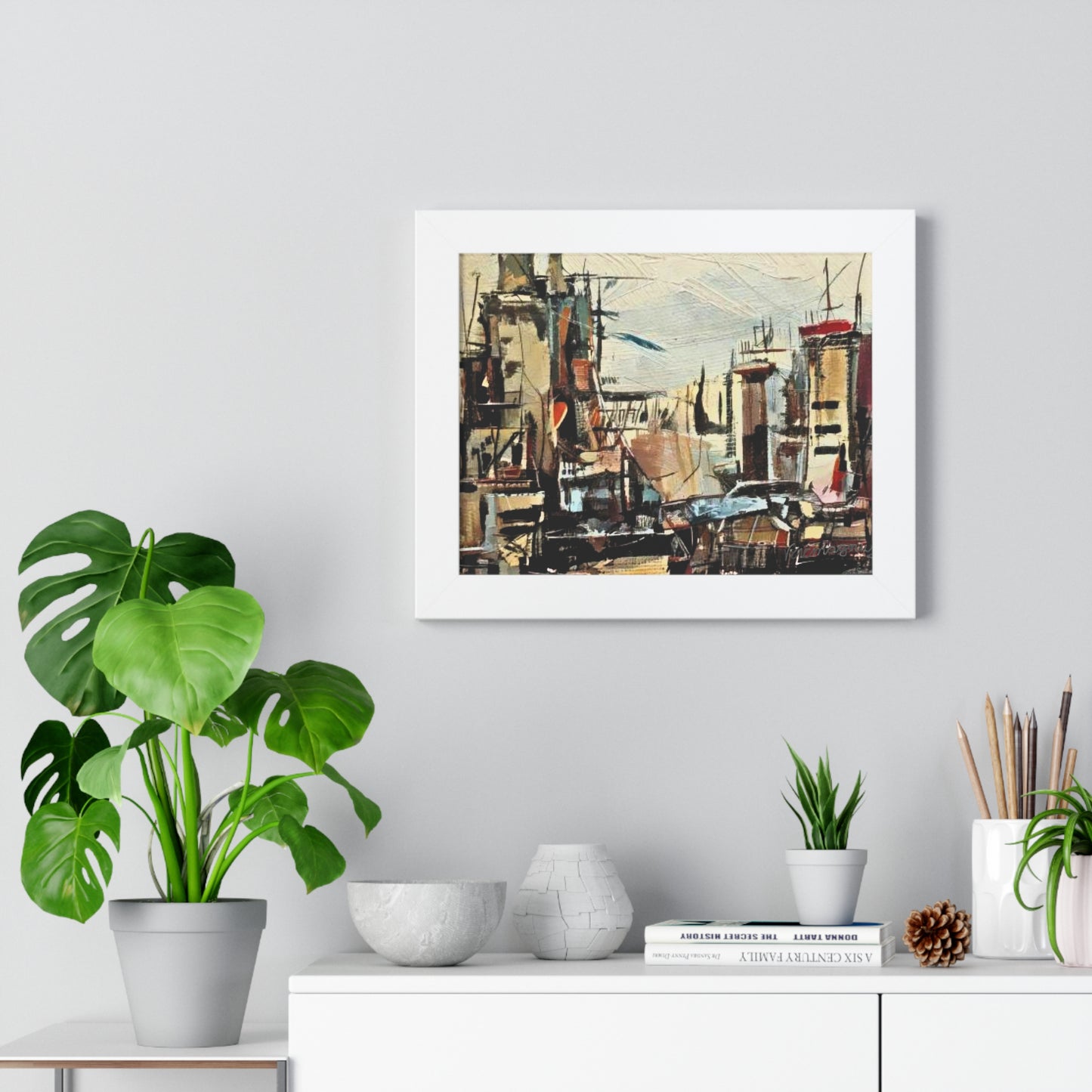 Urban Landscape Framed Horizontal Poster, Modern Art Print By Vercmagnus
