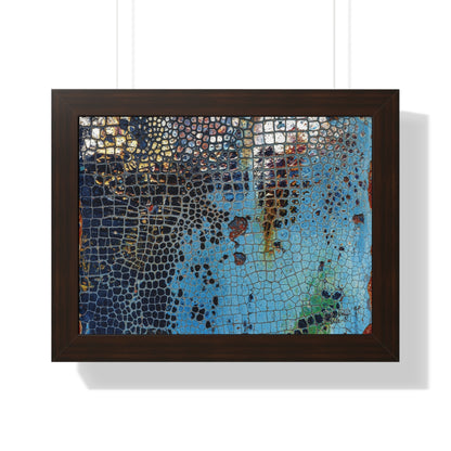 Cracking Mosaic Framed Poster, Unique Blue Wall Art Print By QueenNoble