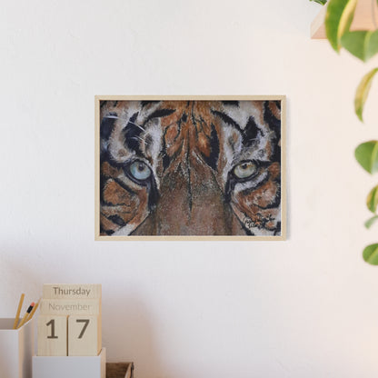 Majestic Tiger Poster with Wooden Frame, Animal Wall Art By QueenNoble