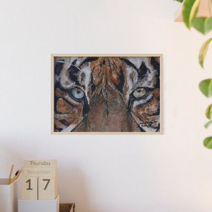 Majestic Tiger Poster with Wooden Frame, Animal Wall Art By QueenNoble