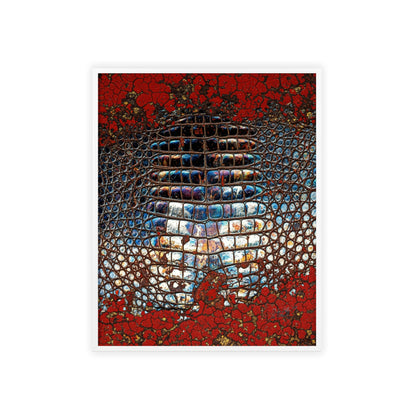 Red Crocodile Style Wall Art Stylish Wooden Frame Poster By QueenNoble