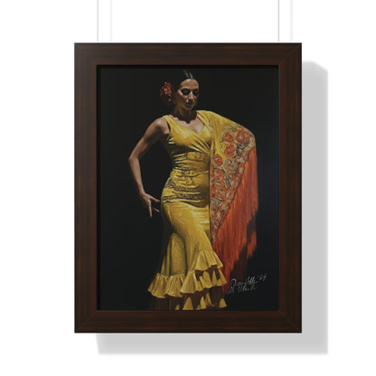 Elegant Flamenco Dancer Framed Vertical Poster, Wall Art By QueenNoble