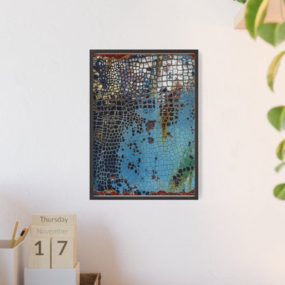 Poster with frame - Blue Cracking Crocodile Texture by QueenNoble