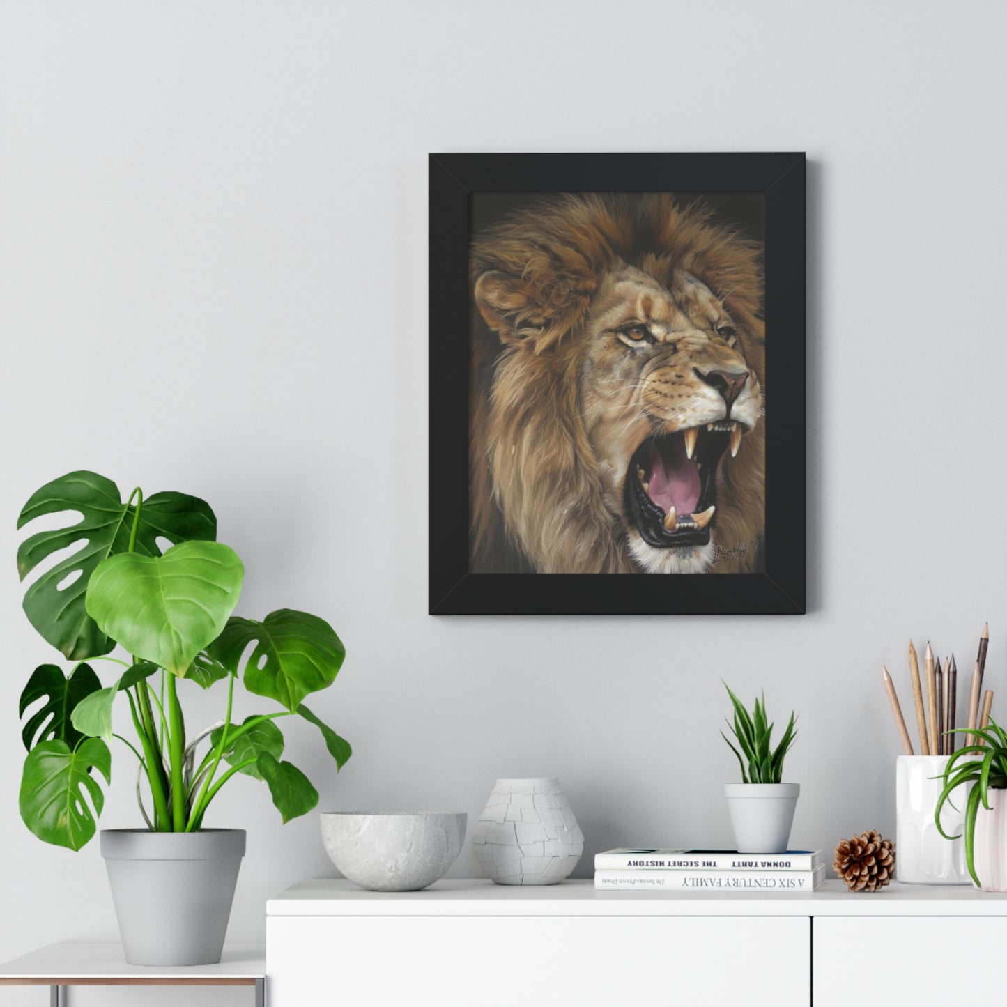 Majestic Lion Framed Vertical Poster, Animal Wall Art, Wildlife Print By QueenNoble