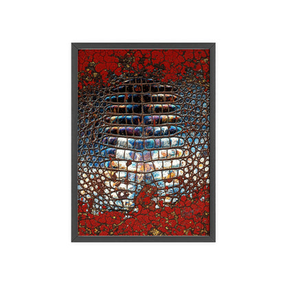 Red Crocodile Style Wall Art Stylish Wooden Frame Poster By QueenNoble