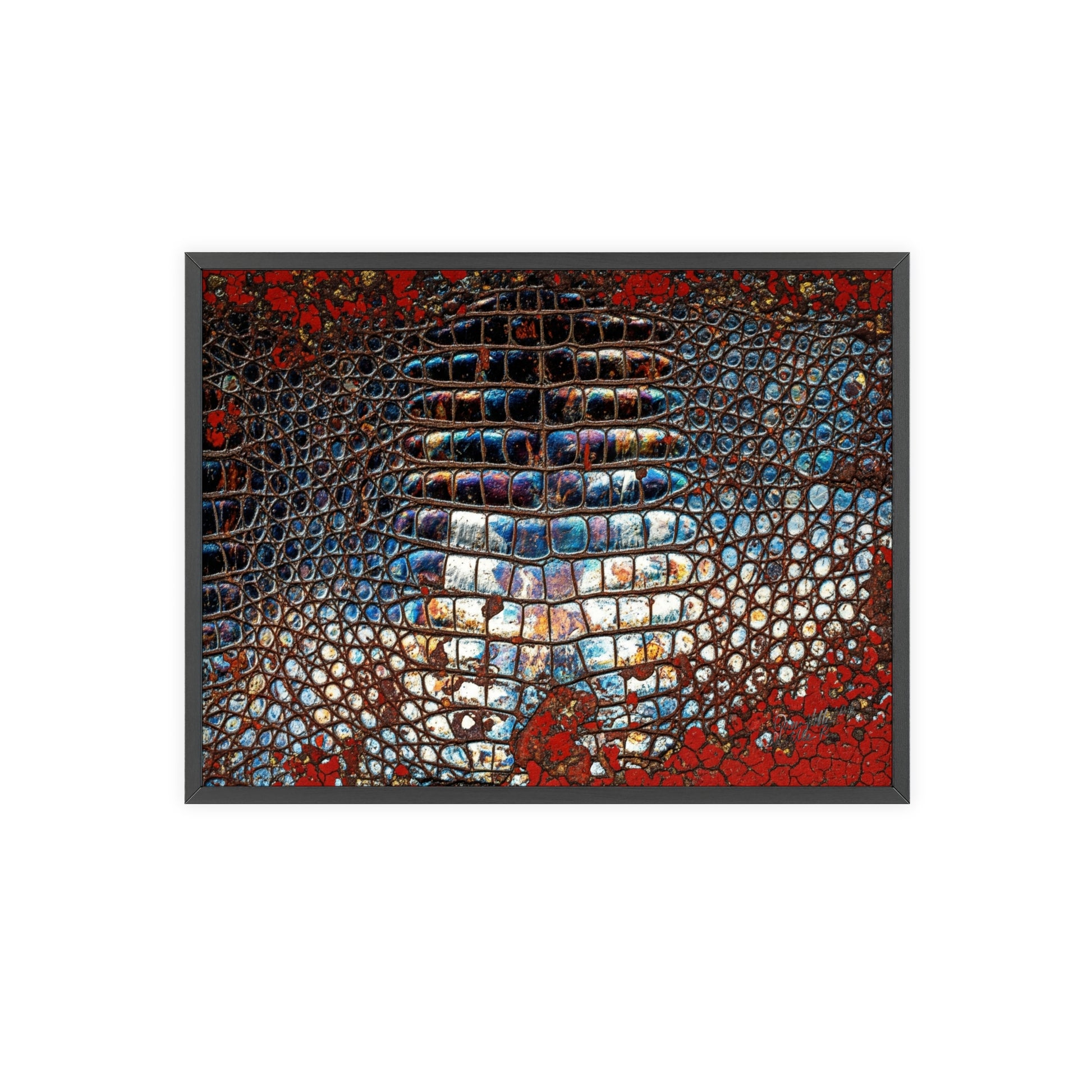 Red Crocodile Style Wall Art Stylish Wooden Frame Poster By QueenNoble