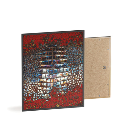 Red Crocodile Style Wall Art Stylish Wooden Frame Poster By QueenNoble