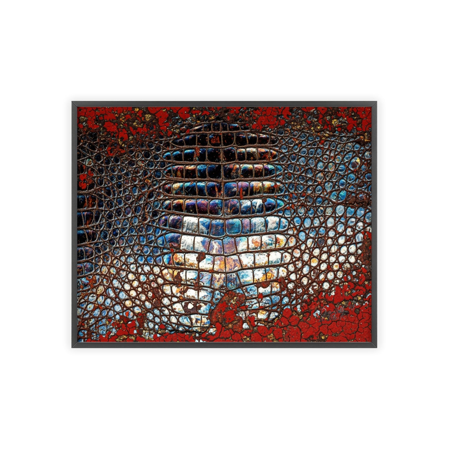 Red Crocodile Style Wall Art Stylish Wooden Frame Poster By QueenNoble