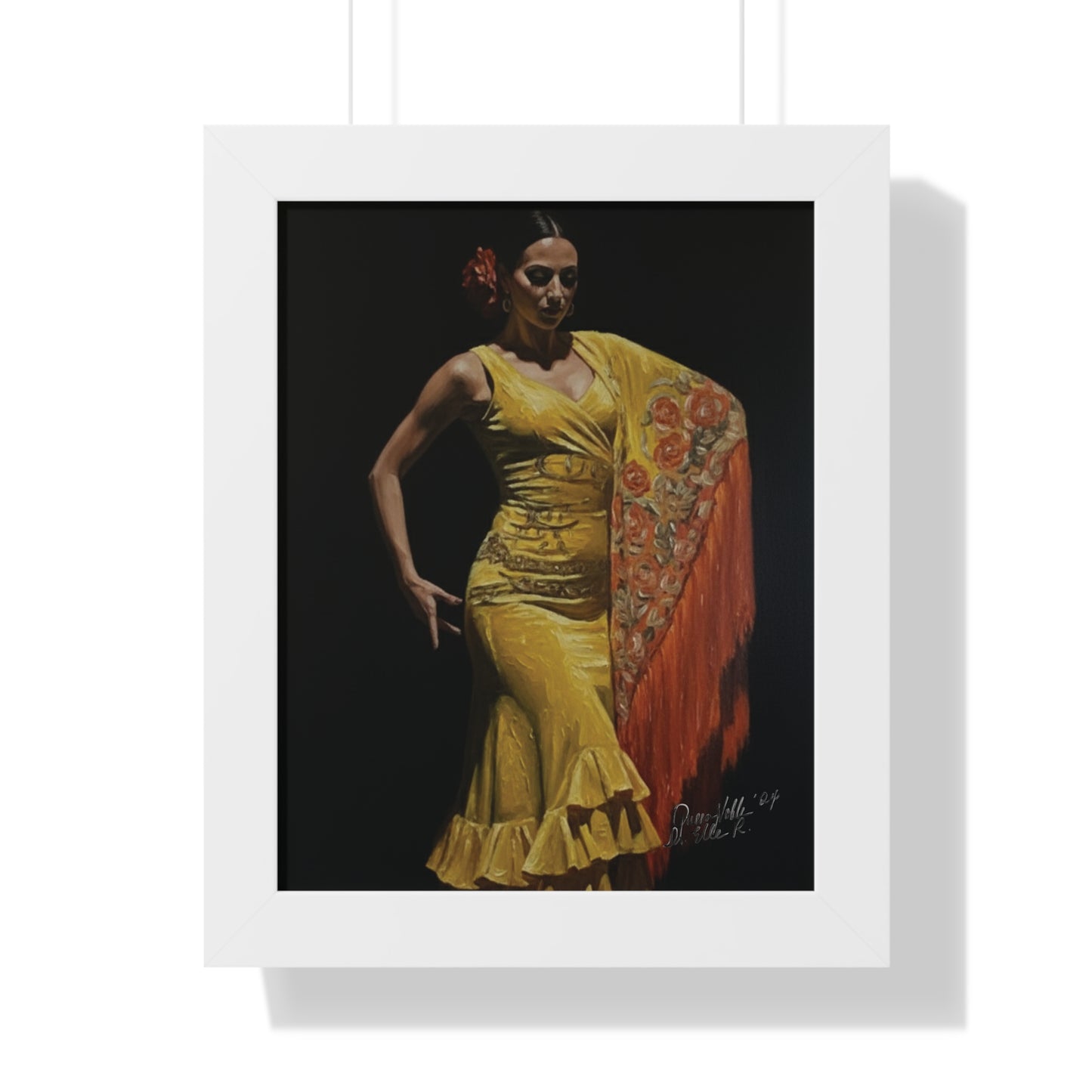 Elegant Flamenco Dancer Framed Vertical Poster, Wall Art By QueenNoble