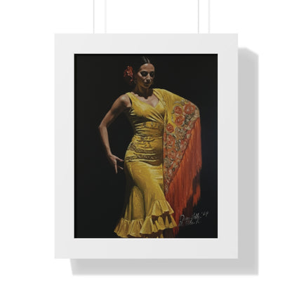 Elegant Flamenco Dancer Framed Vertical Poster, Wall Art By QueenNoble