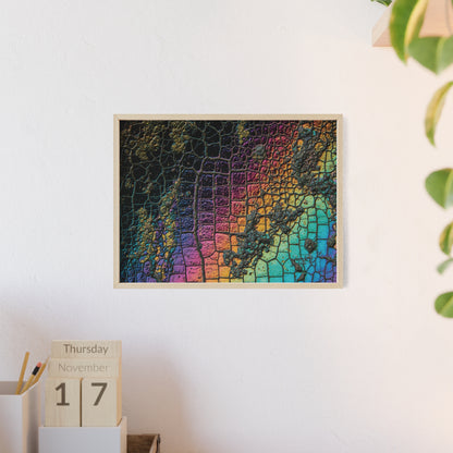 Rainbow Textured Art Poster with Wooden Frame Wall Art By QueenNoble