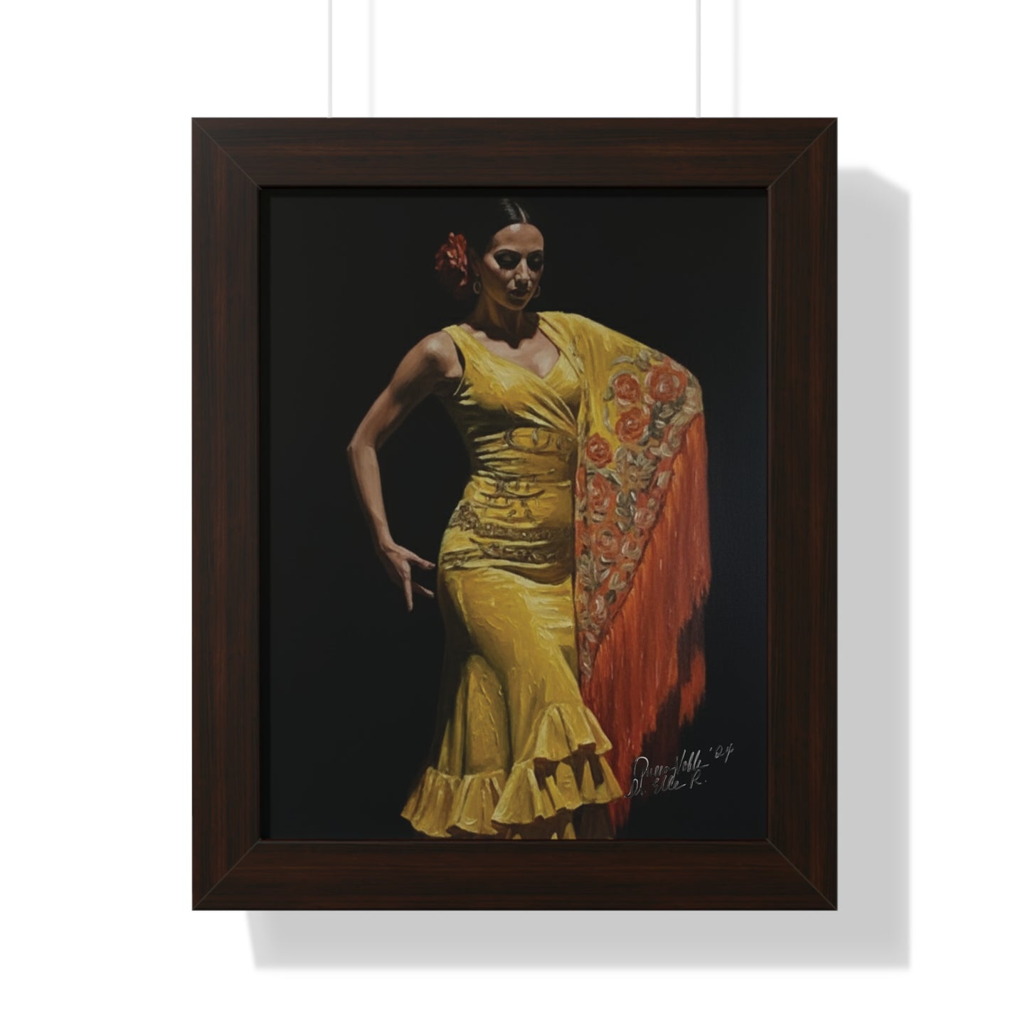 Elegant Flamenco Dancer Framed Vertical Poster, Wall Art By QueenNoble