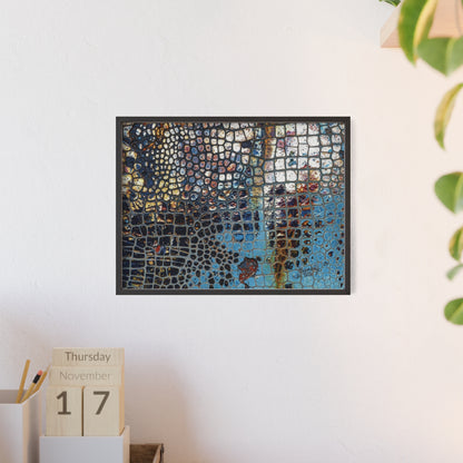 Poster with frame - Blue Cracking Crocodile Texture by QueenNoble
