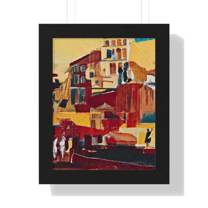 Geometric Framed Vertical Poster, Colorful Buildings Wall Art By Vercmagnus